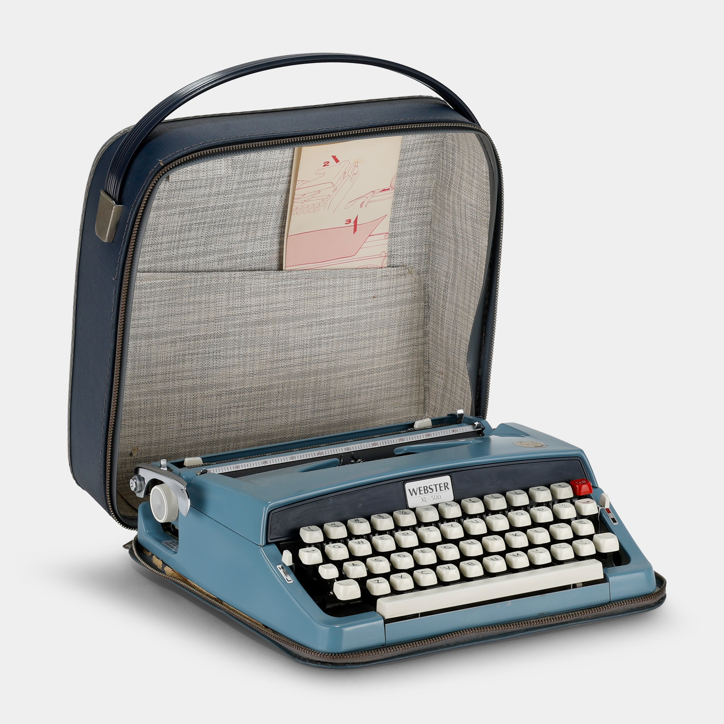 Webster XL-500 Blue Manual Typewriter and Leather Case