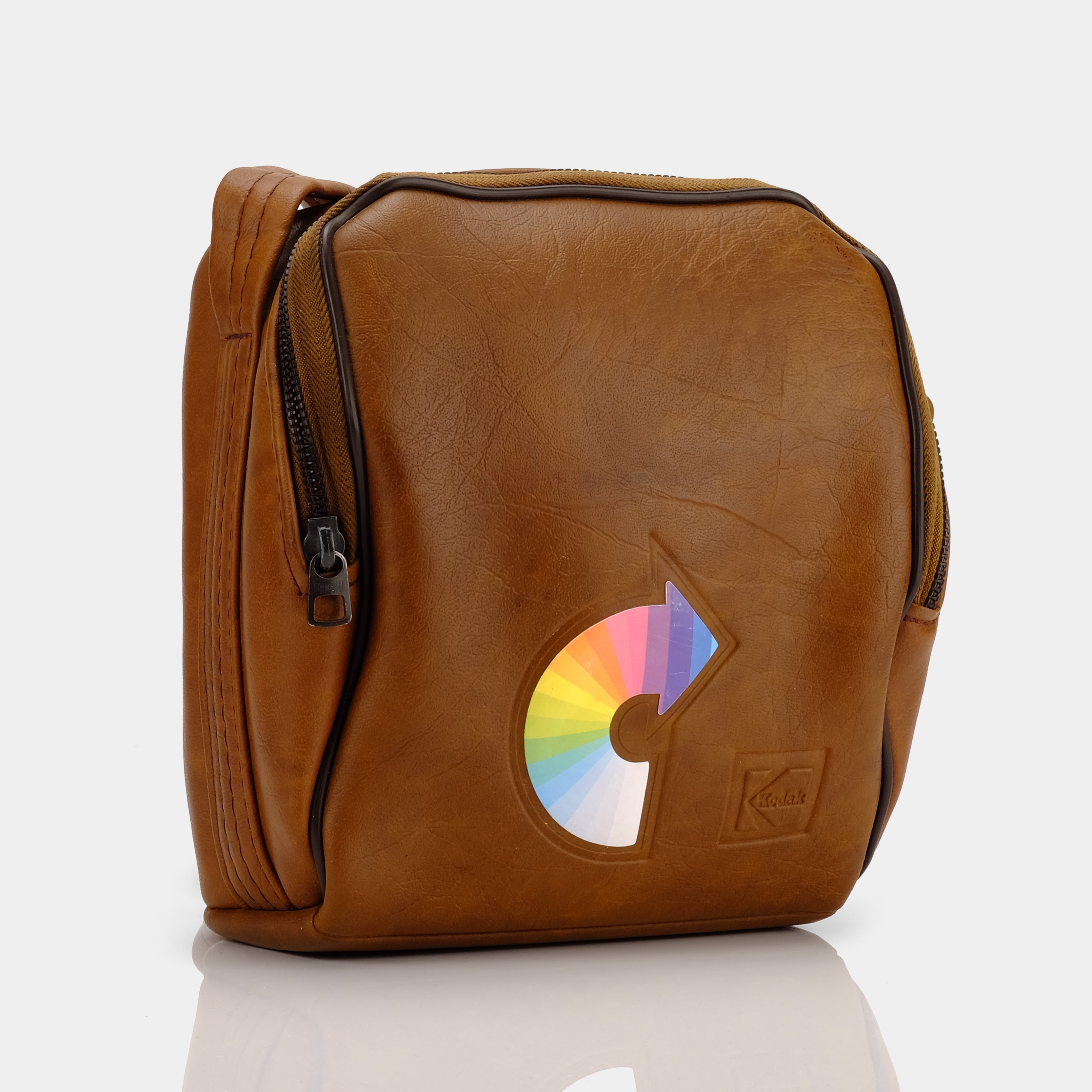 Kodak Brown Leather Camera Bag with Rainbow Logo